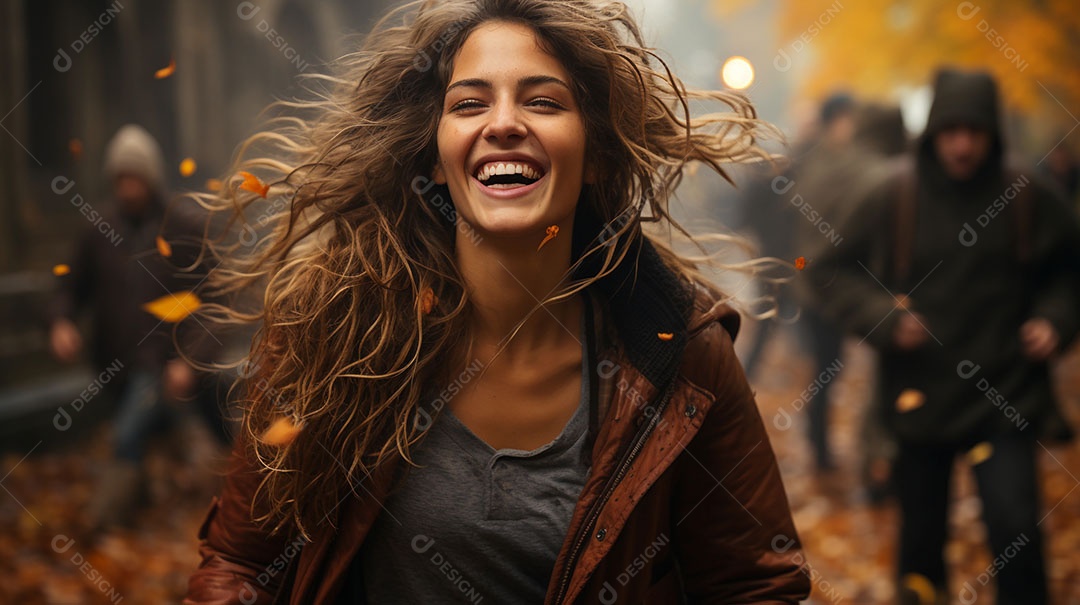 Amigos em um parque durante o outono ou outono