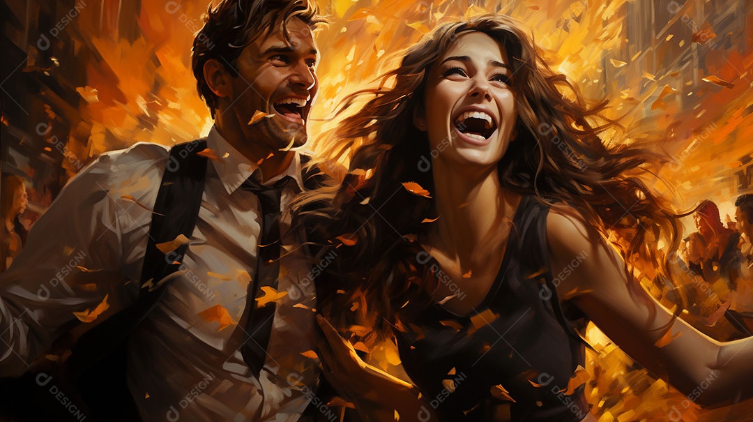 Casal apaixonado em um parque durante o outono.