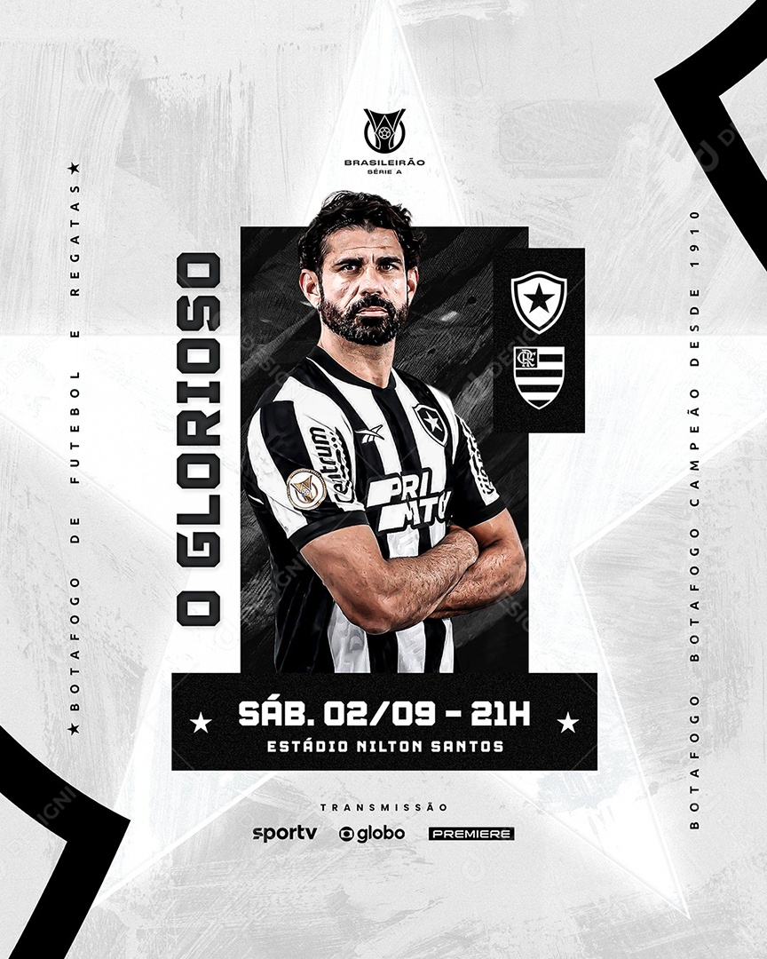 Social Media Flyer Futebol Botafogo Vs Flamengo PSD Editável