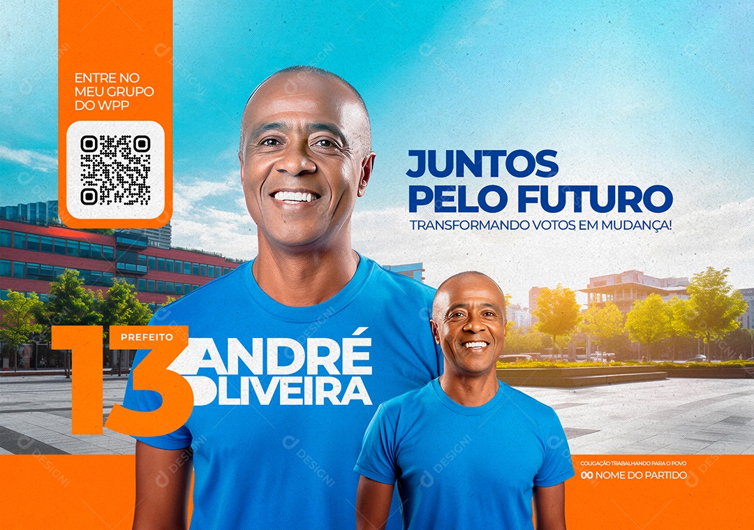 Banner Política Juntos Pelo Futuro Prefeito André Oliveira Social Media PSD Editável