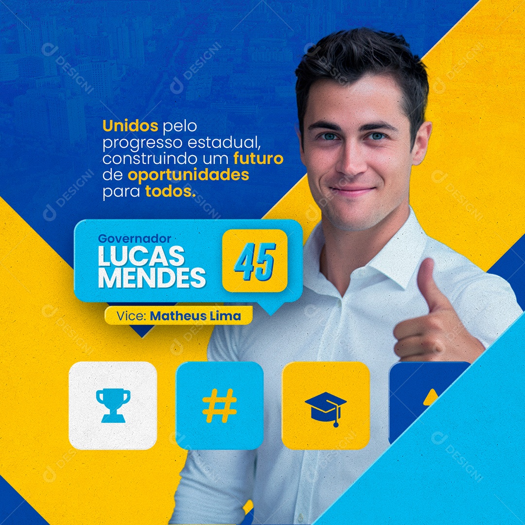 Política Governador Lucas Mendes Vice Matheus Lima Social Media PSD Editável