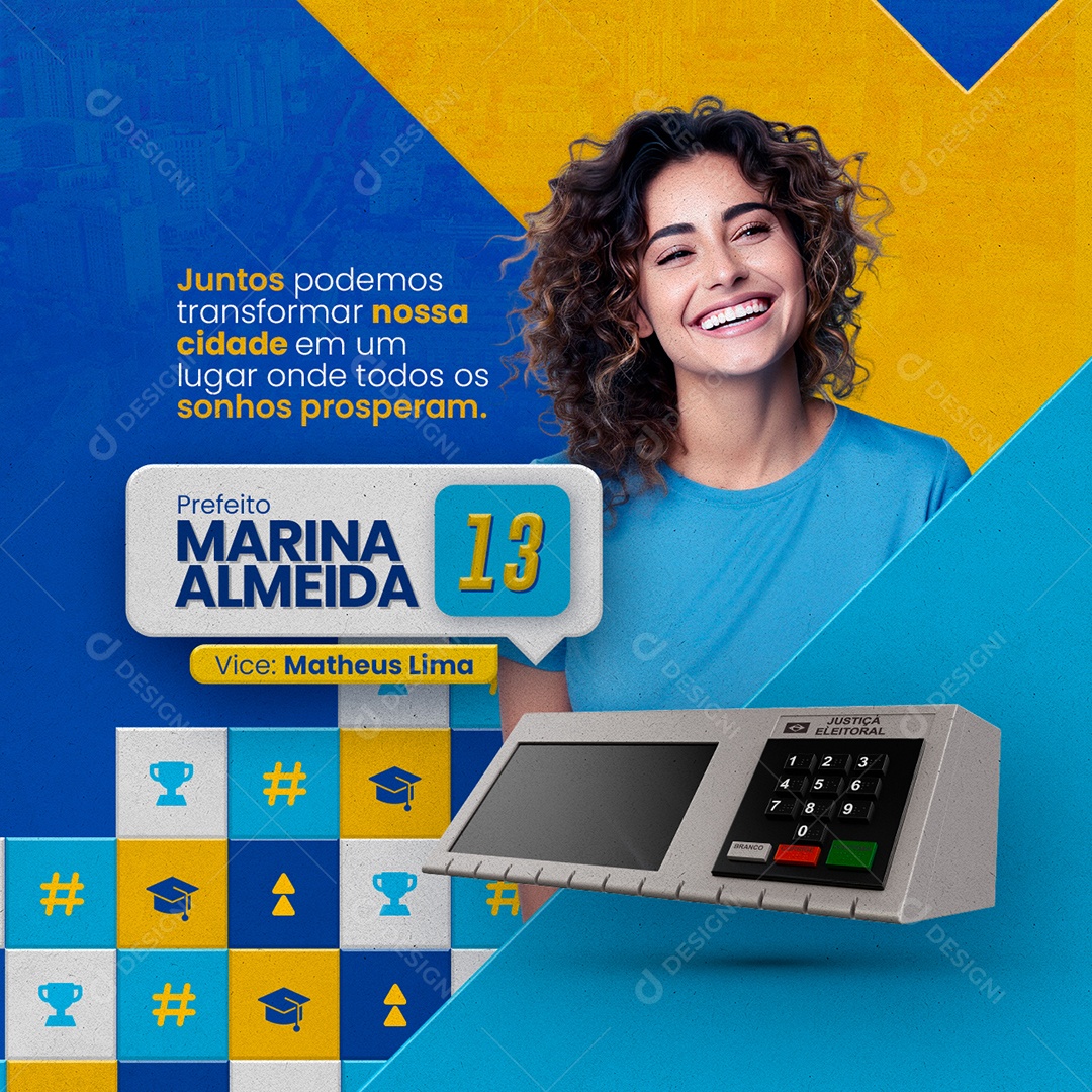 Política Prefeita Marina Almeida Social Media PSD Editável