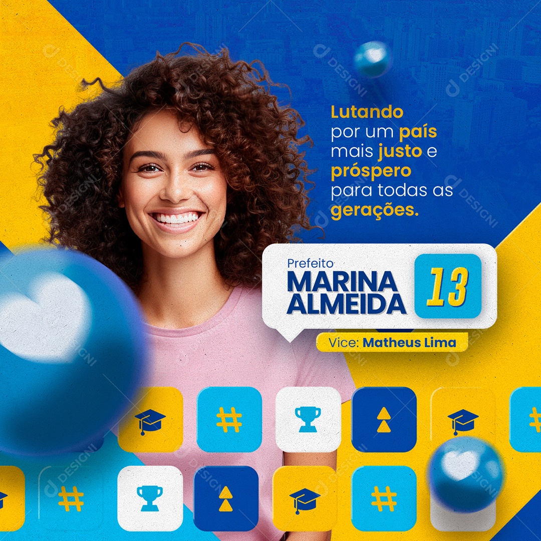 Política Lutando por Um País mais Justo Social Media PSD Editável