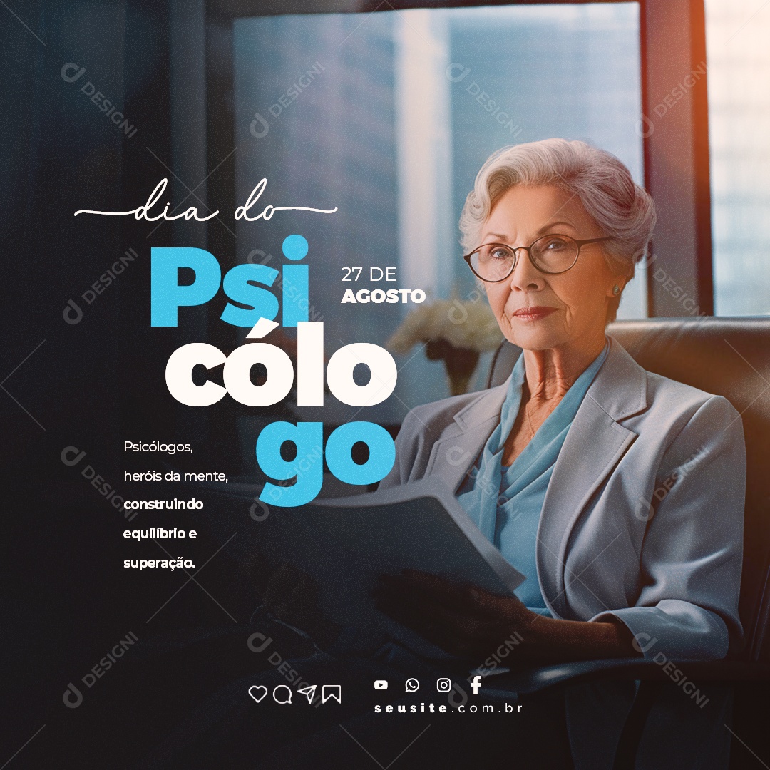 Dia Do Psicólogo Heróis da Mente Construindo Equilíbrio e Superação Social Media PSD Editável