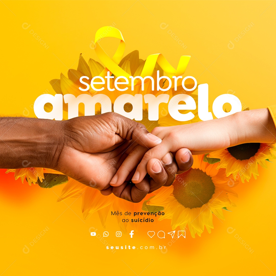 Setembro Amarelo Mês de Prevenção ao Suicídio Social Media PSD Editável