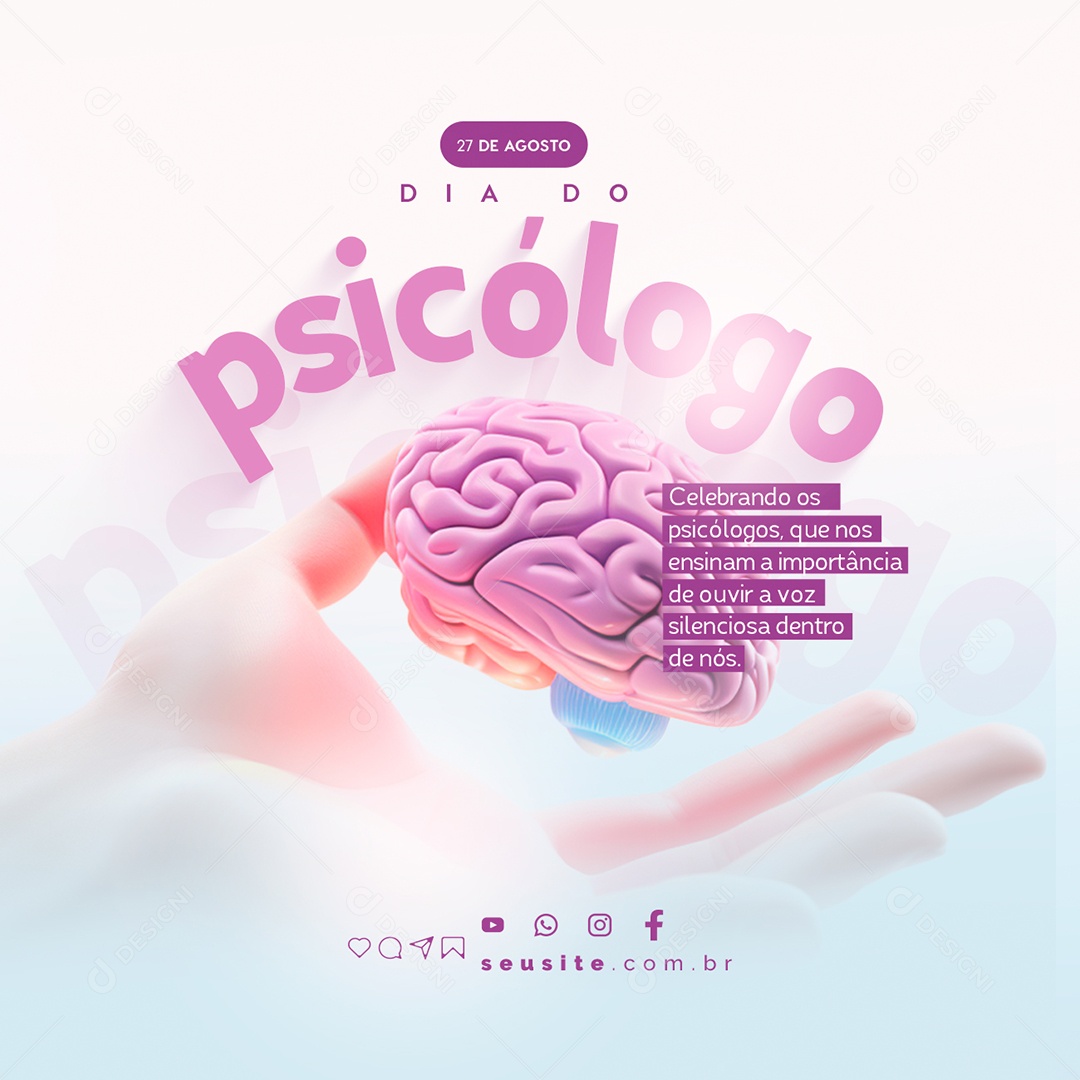 Dia Do Psicólogo Celebrando os Psicólogos que Nos Ensinam Social Media PSD Editável