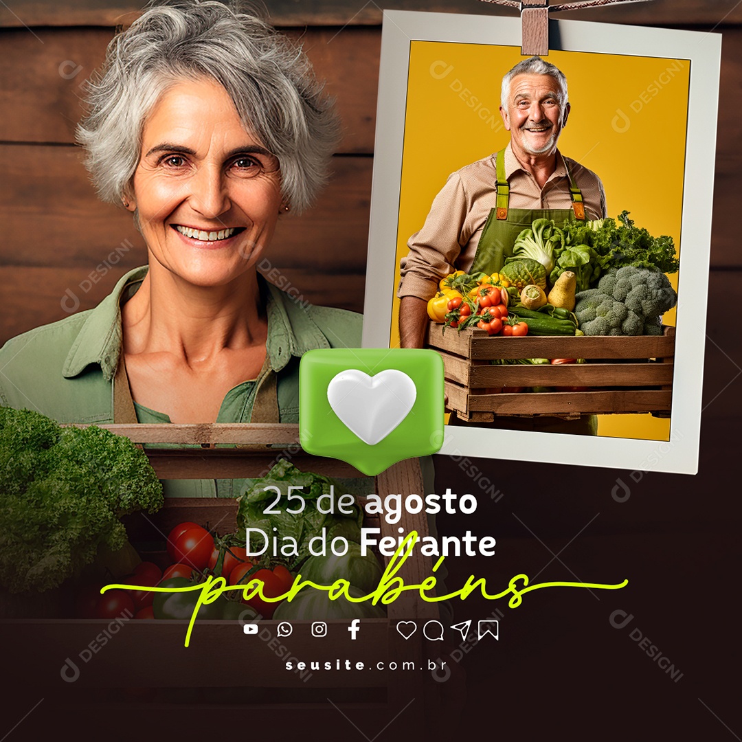 Dia do Feirante Parabéns 25 de Agosto Social Media PSD Editável