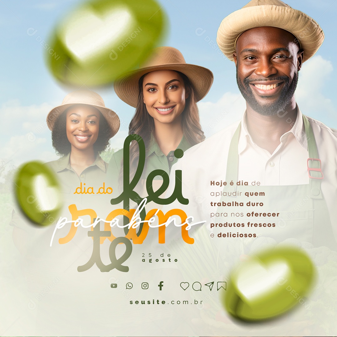 Dia do Feirante Hoje é Dia de Aplaudir quem Trabalha Duro Social Media PSD Editável