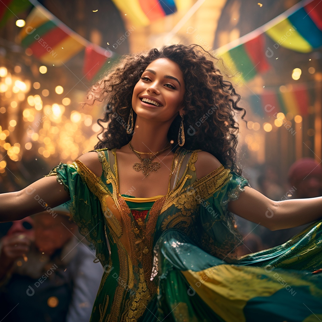 Retrato de uma linda mulher comemorando a independência do brasil