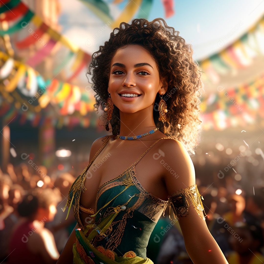 Retrato de uma linda mulher comemorando a independência do brasil