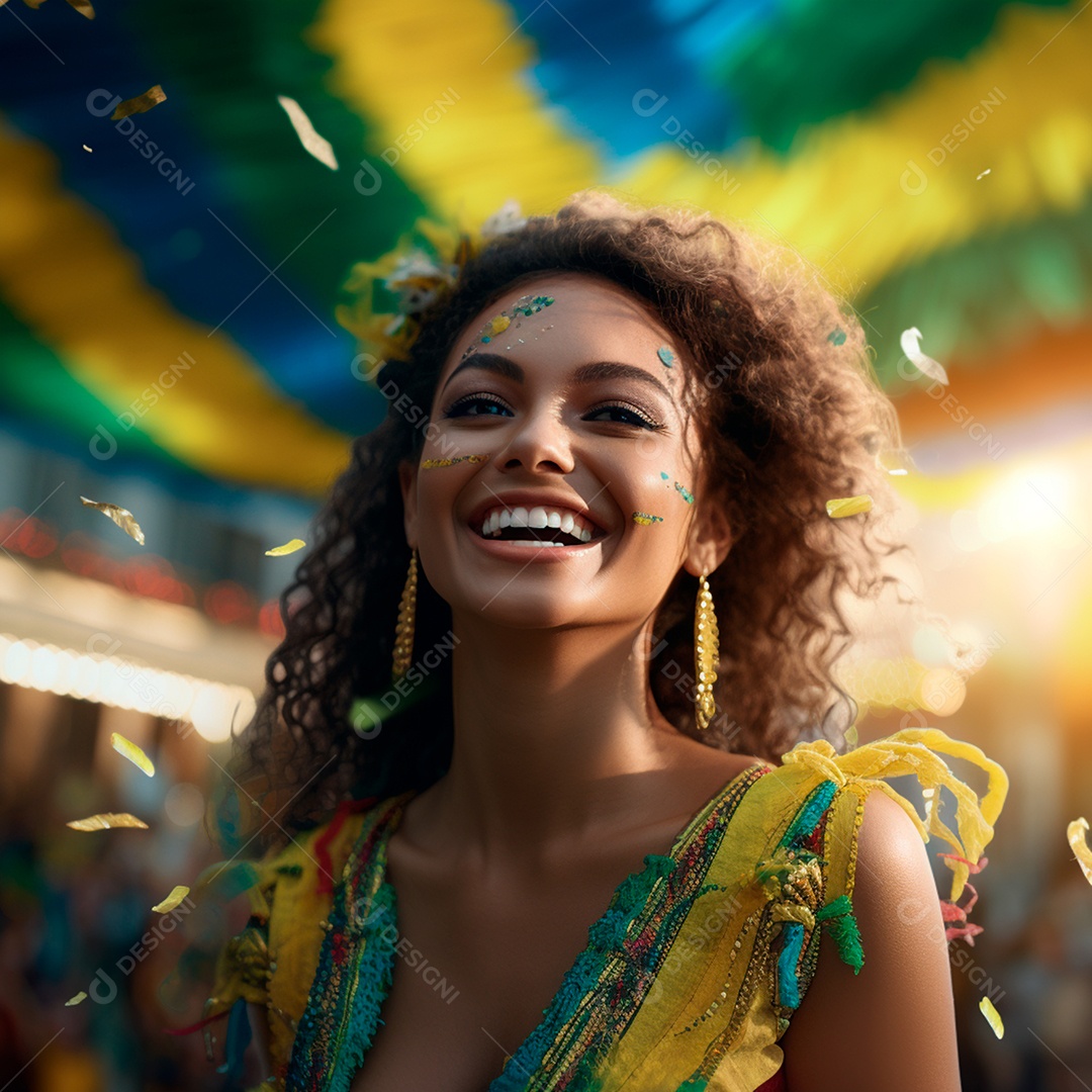 Retrato de uma linda mulher comemorando a independência do brasil