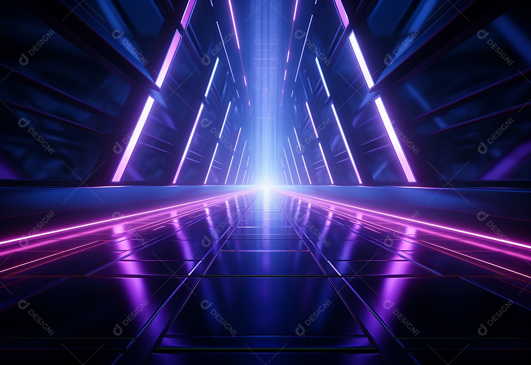 Cenário de néon futurista iluminado