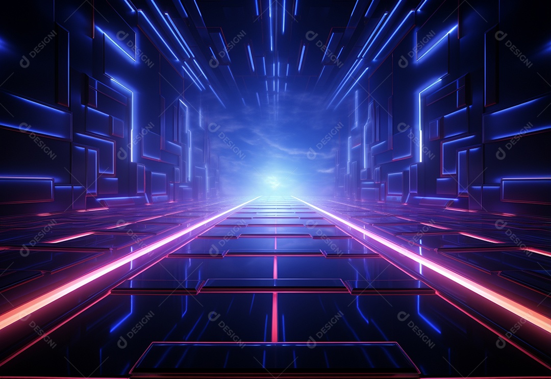 Cenário de néon futurista iluminado