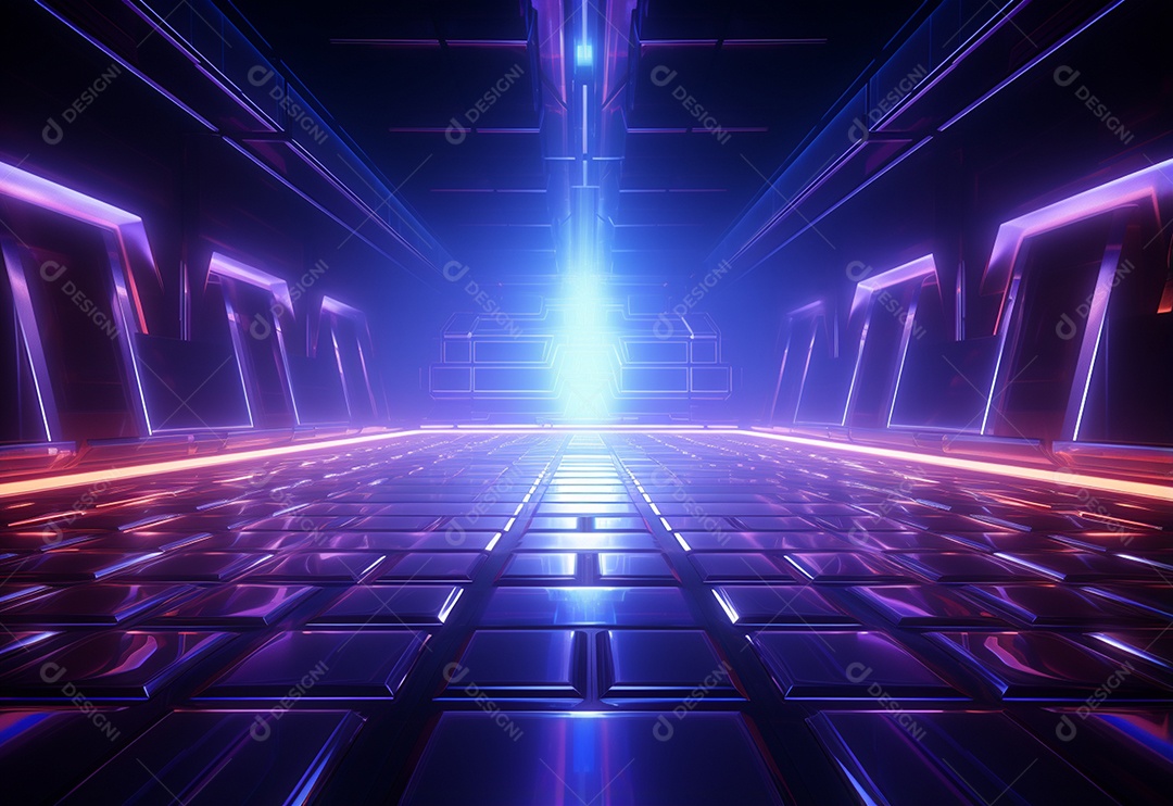 Cenário de néon futurista iluminado