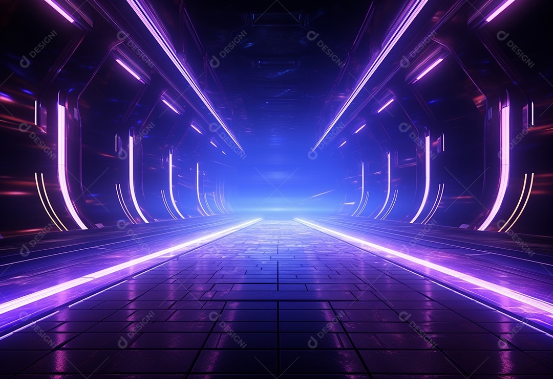 Cenário de néon futurista iluminado