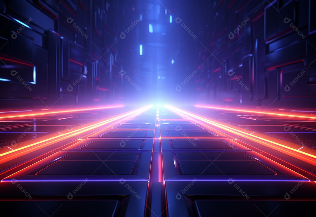 Cenário de néon futurista iluminado