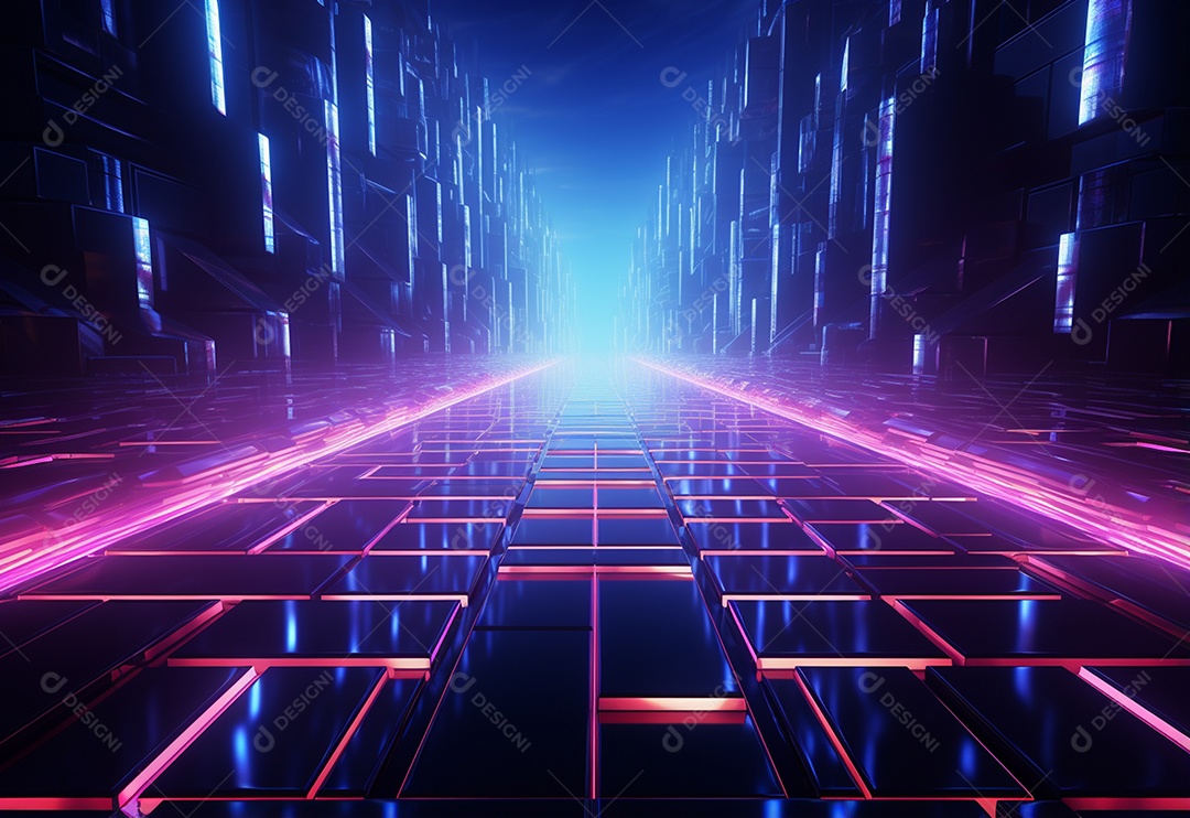 Cenário de néon futurista iluminado