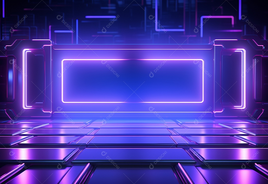 Cenário de néon futurista iluminado