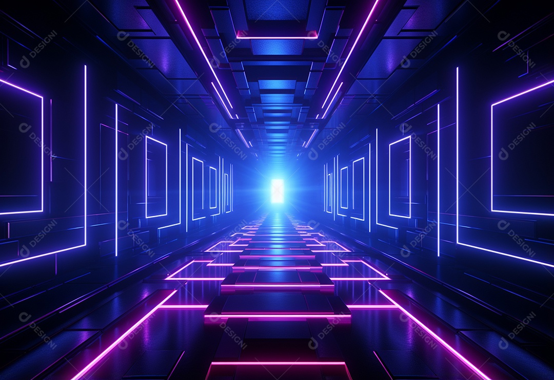 Cenário de néon futurista iluminado