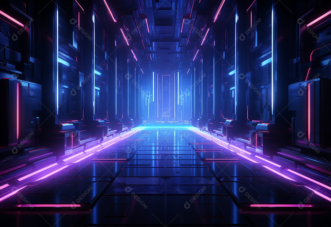 Cenário de néon futurista iluminado