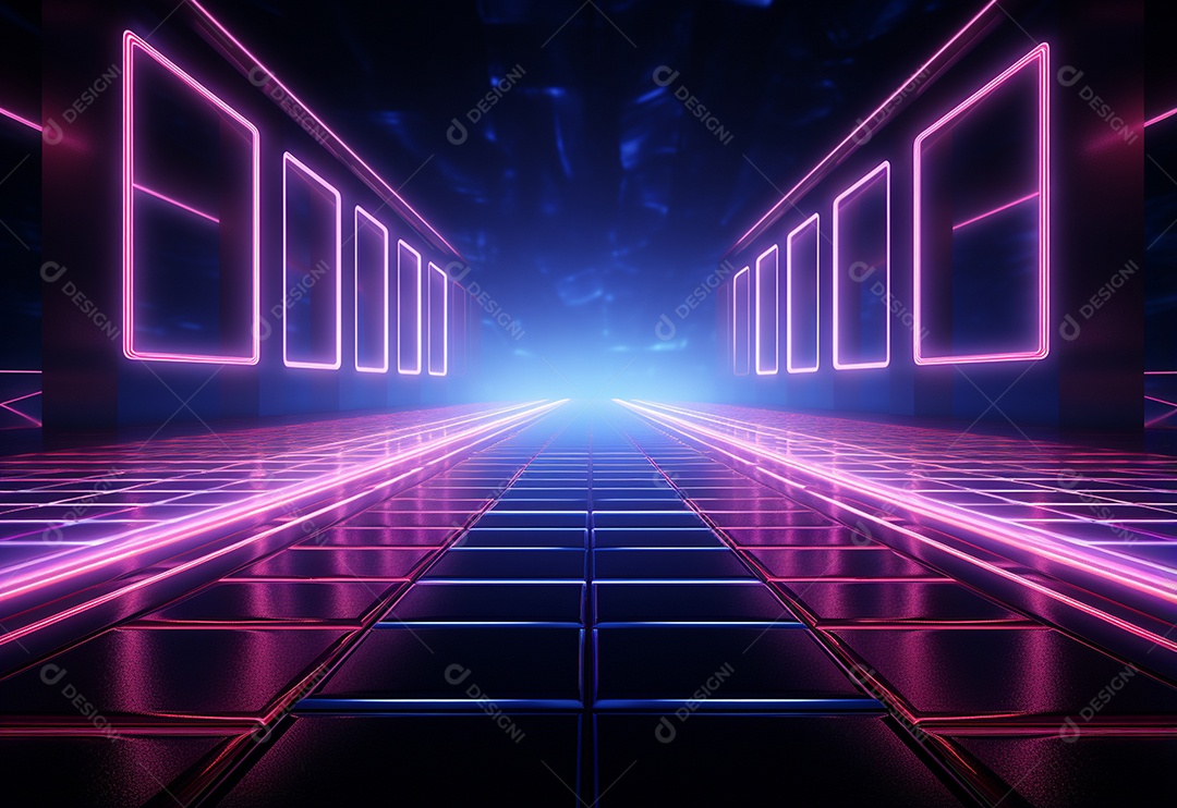 Cenário de néon futurista iluminado