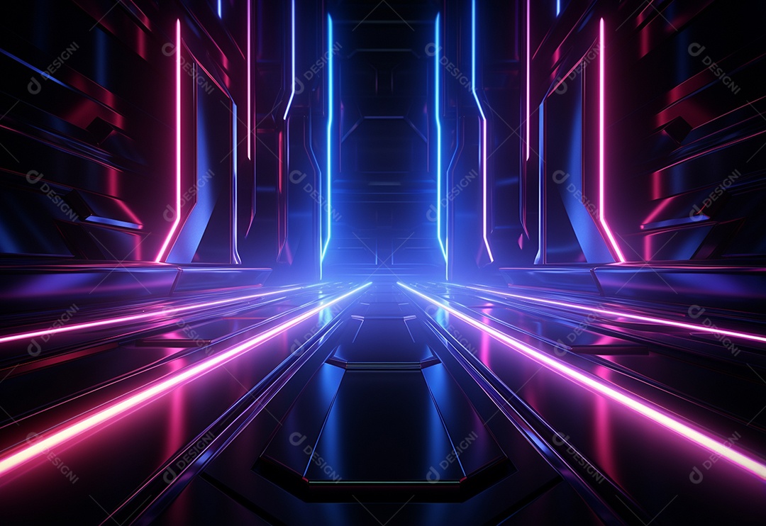 Cenário de néon futurista iluminado