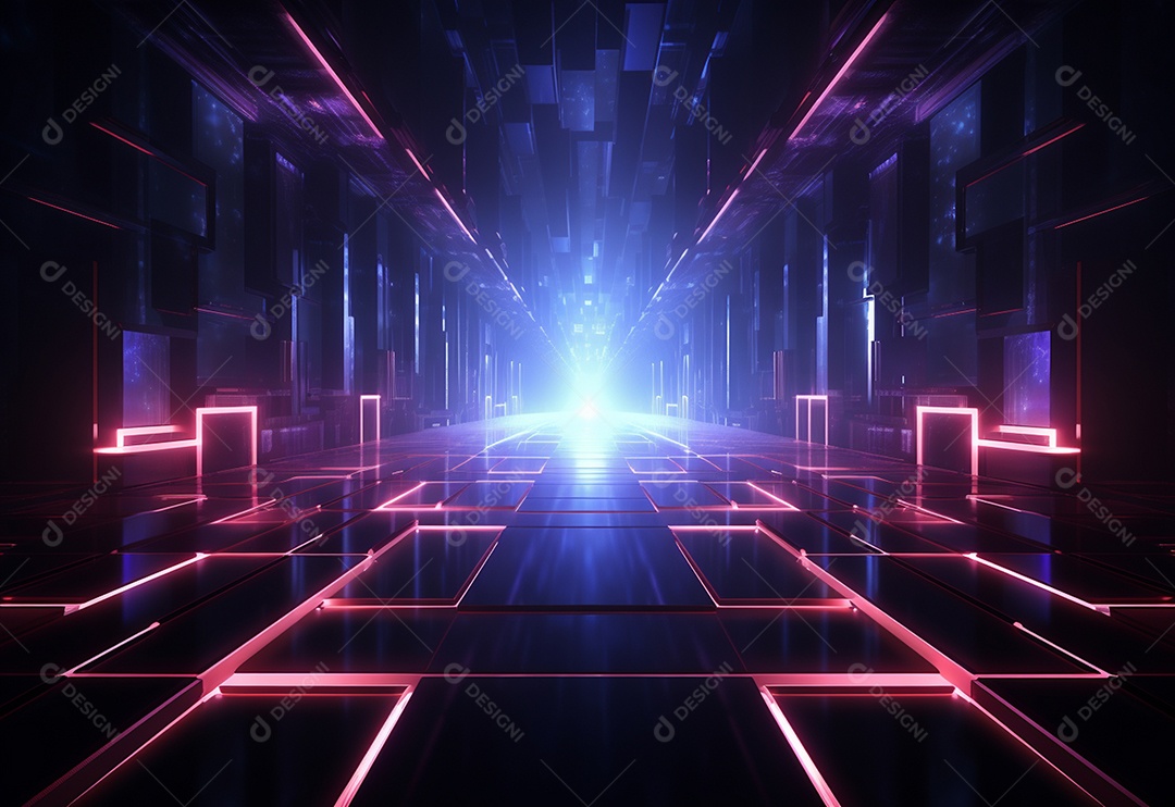 Cenário de néon futurista iluminado