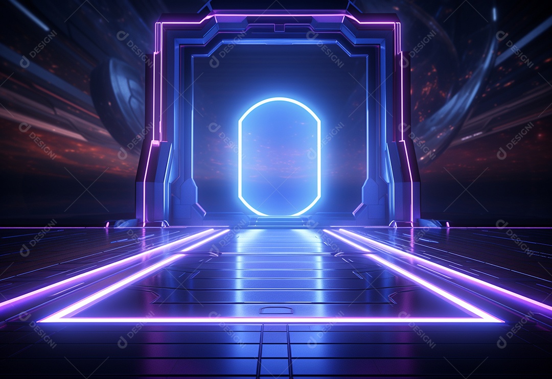 Cenário de néon futurista iluminado