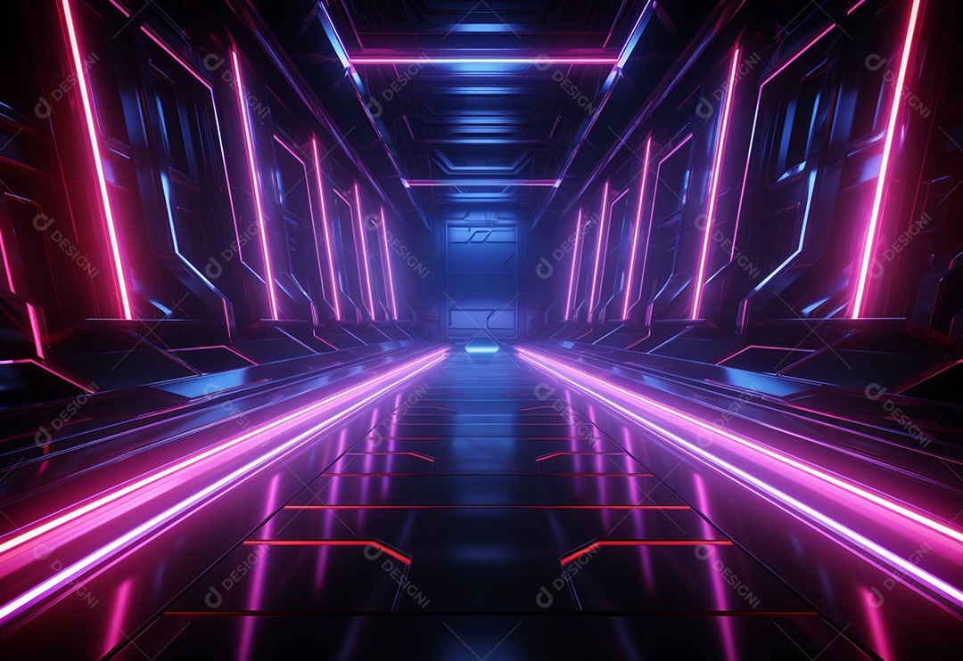 Cenário de néon futurista iluminado