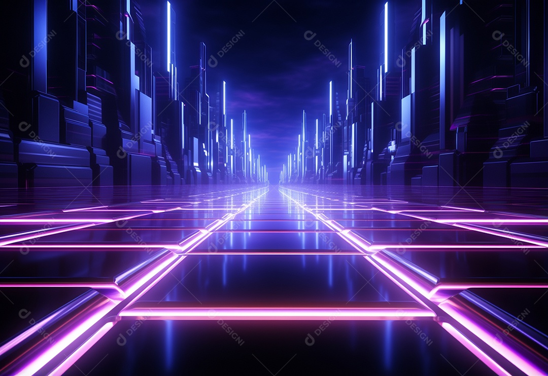 Cenário de néon futurista iluminado