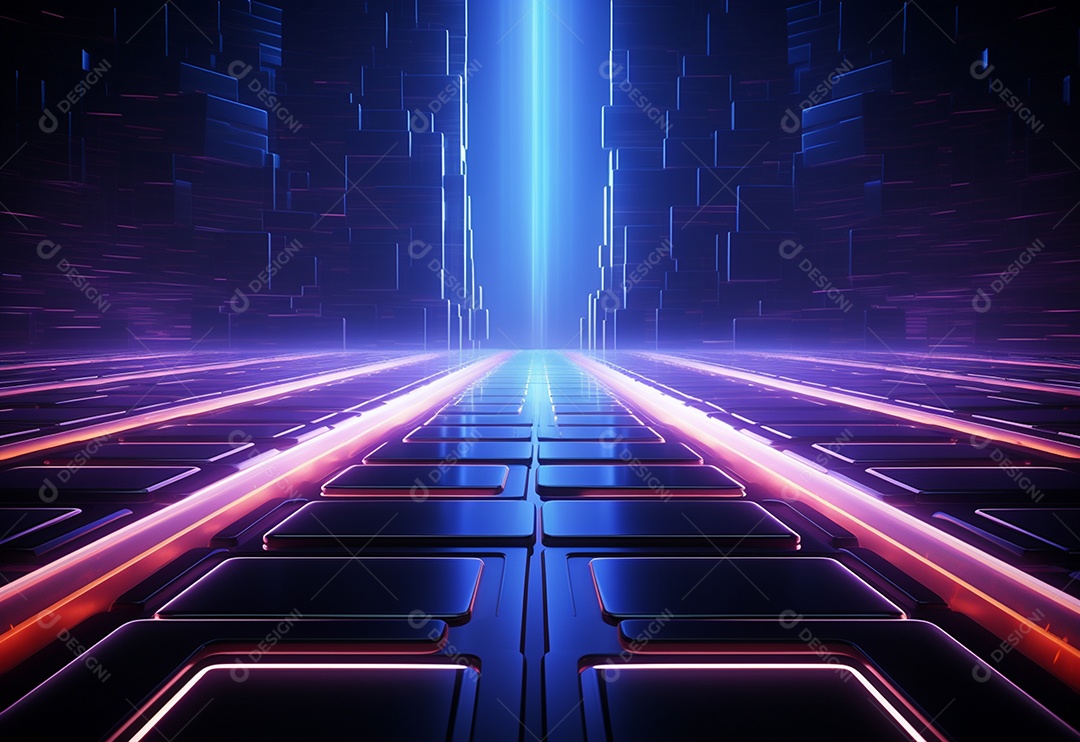 Cenário de néon futurista iluminado