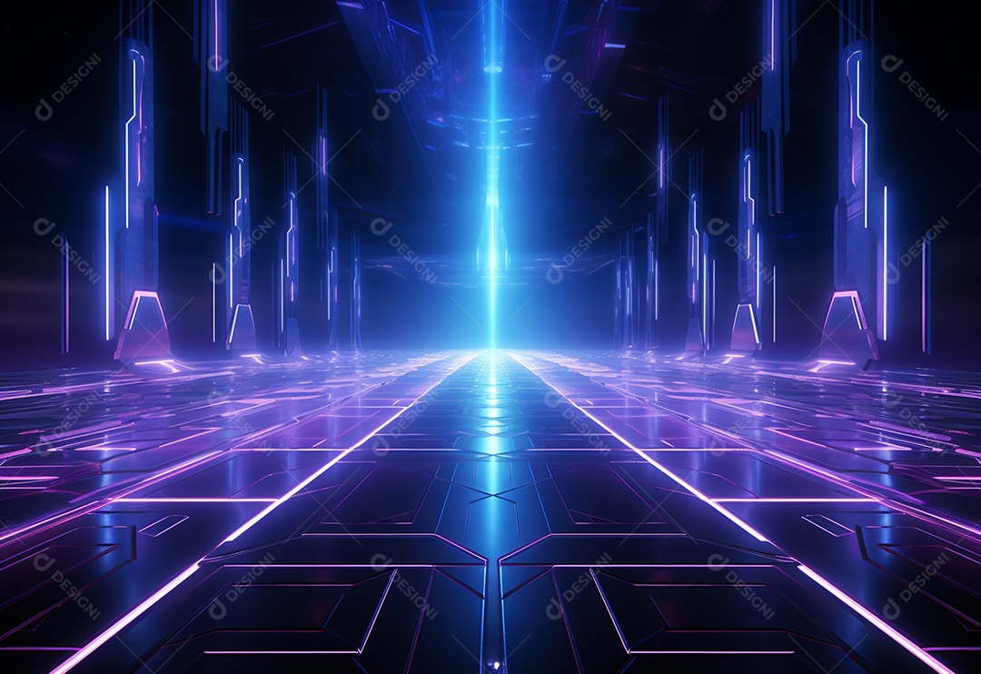 Cenário de néon futurista iluminado