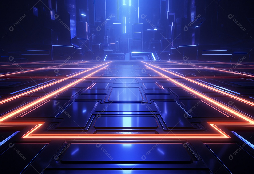 Cenário de néon futurista iluminado