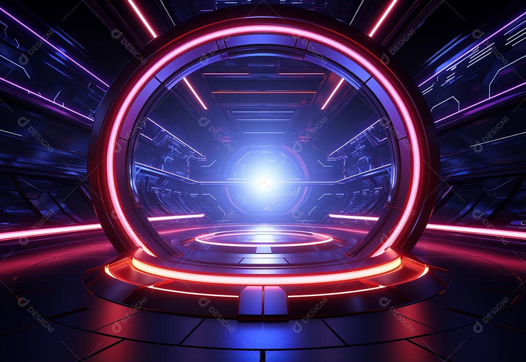 Cenário de néon futurista iluminado