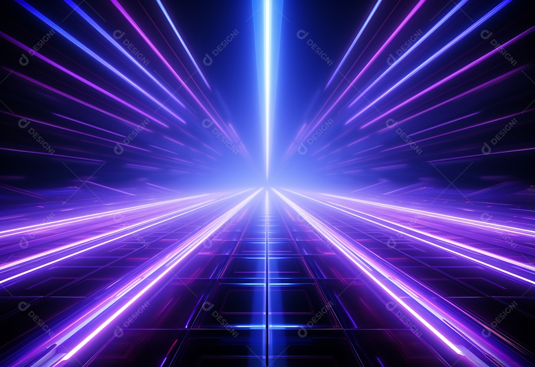 Cenário futurista iluminado por néon realista