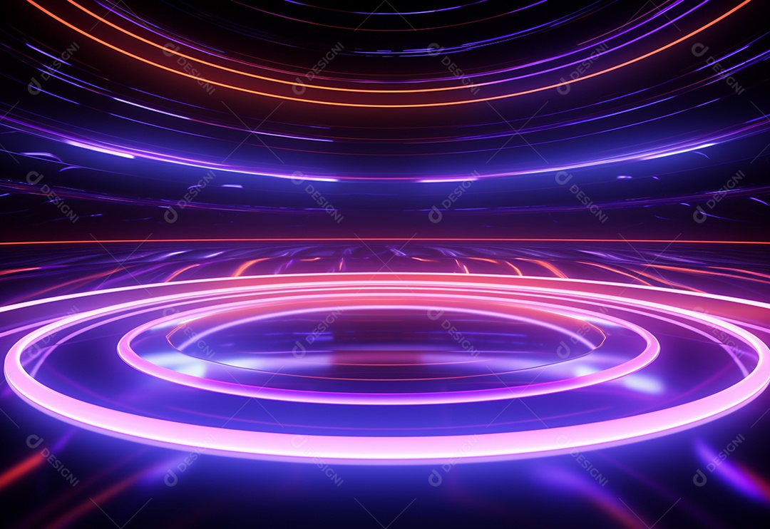 Cenário futurista iluminado por néon realista