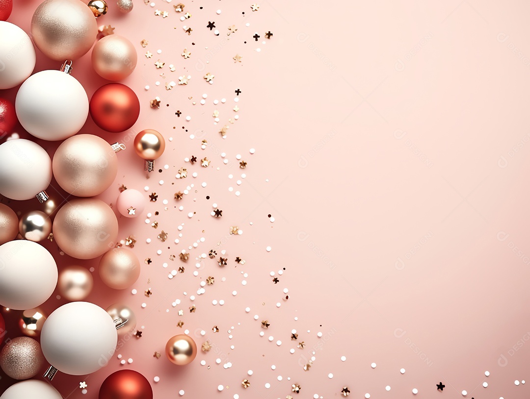 Enfeites de Natal e fundo estrela com espaço de cópia, feliz natal e feliz ano novo conceito