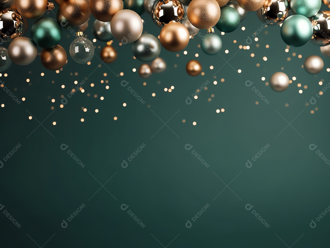 Enfeites de Natal e fundo estrela com espaço de cópia, feliz natal e feliz ano novo conceito