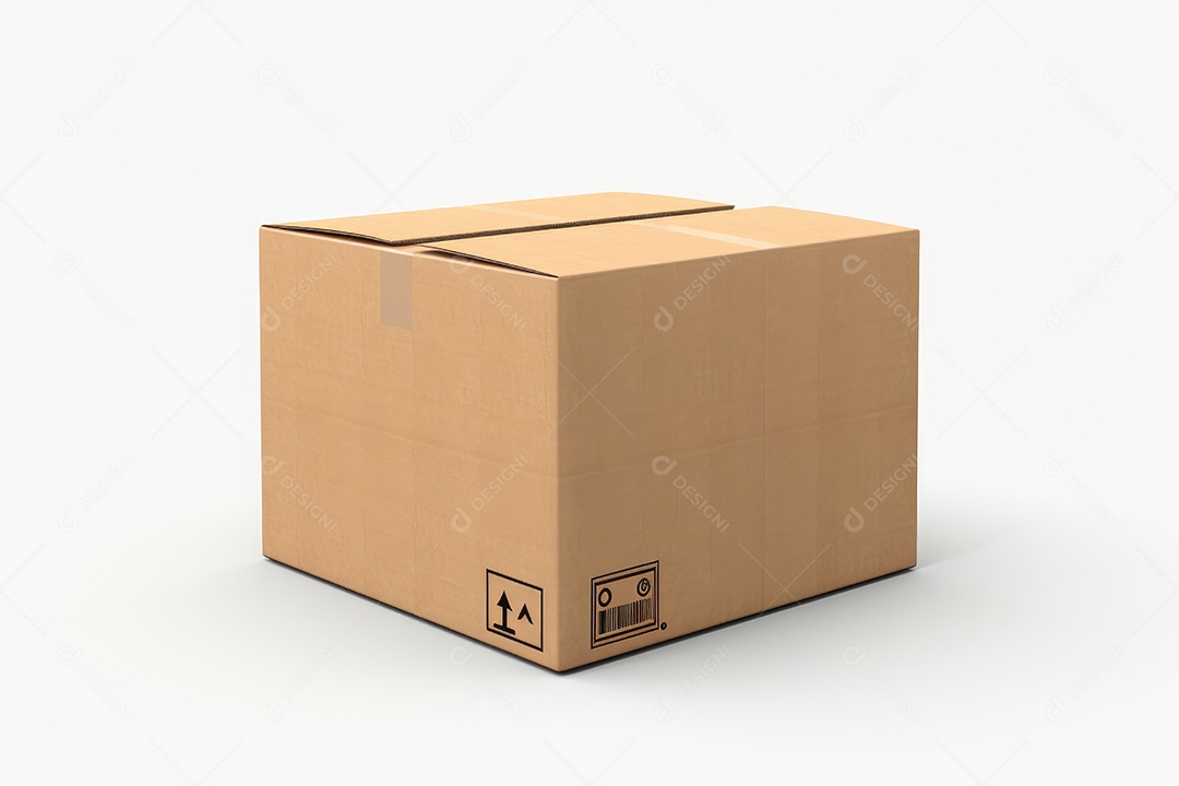 Caixa de papelão sobre fundo isolado.