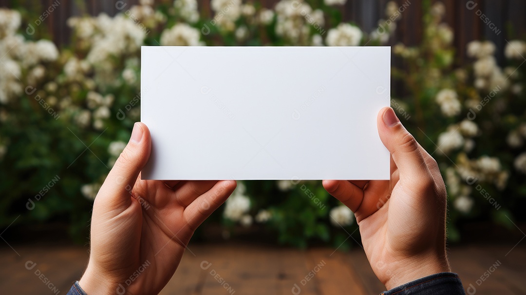 Mãos de pessoa segurando papel branco.