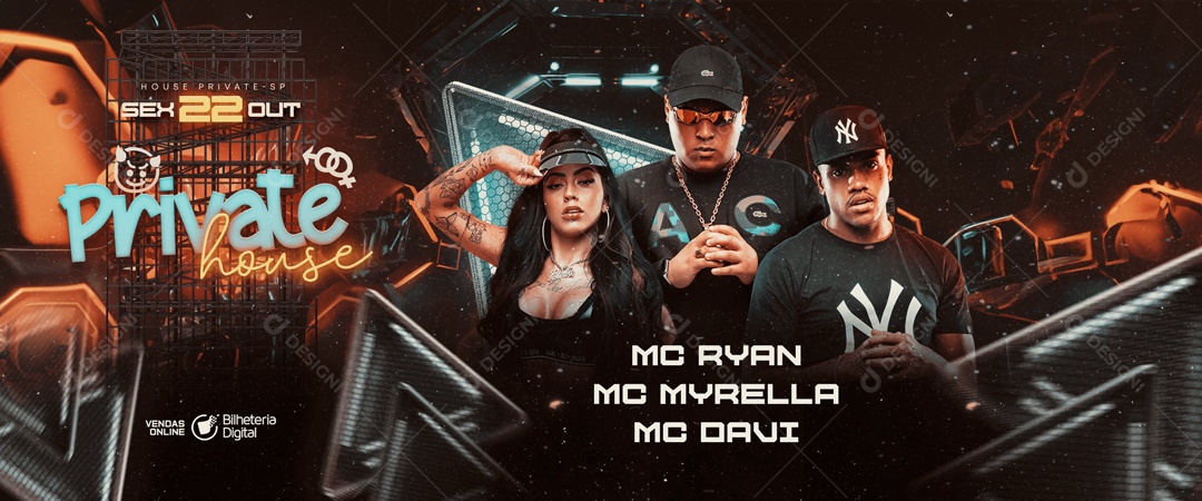 Flyer Banner Private House Funk Social Media PSD Editável