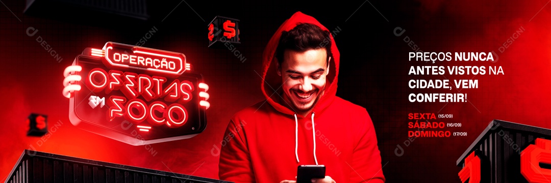 Banner Preços Nunca Antes Vistos Operação Ofertas em Foco Social Media PSD Editável