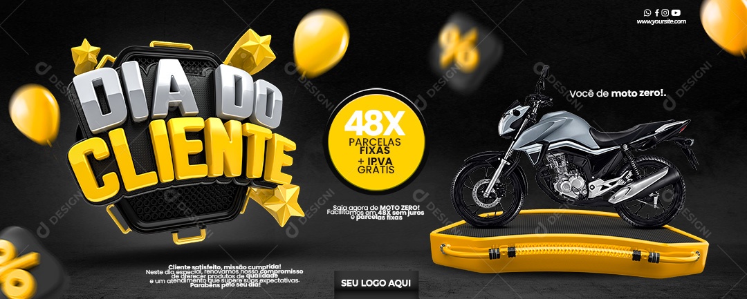 Banner Dia Do Cliente Concessionaria Moto Zero Social Media PSD Editável