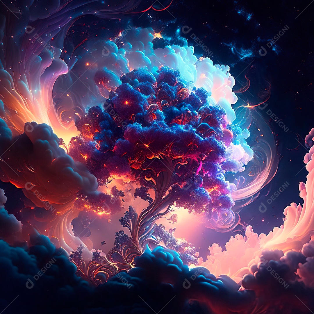 Renderização com traçado de raio e pintura digital de uma cena