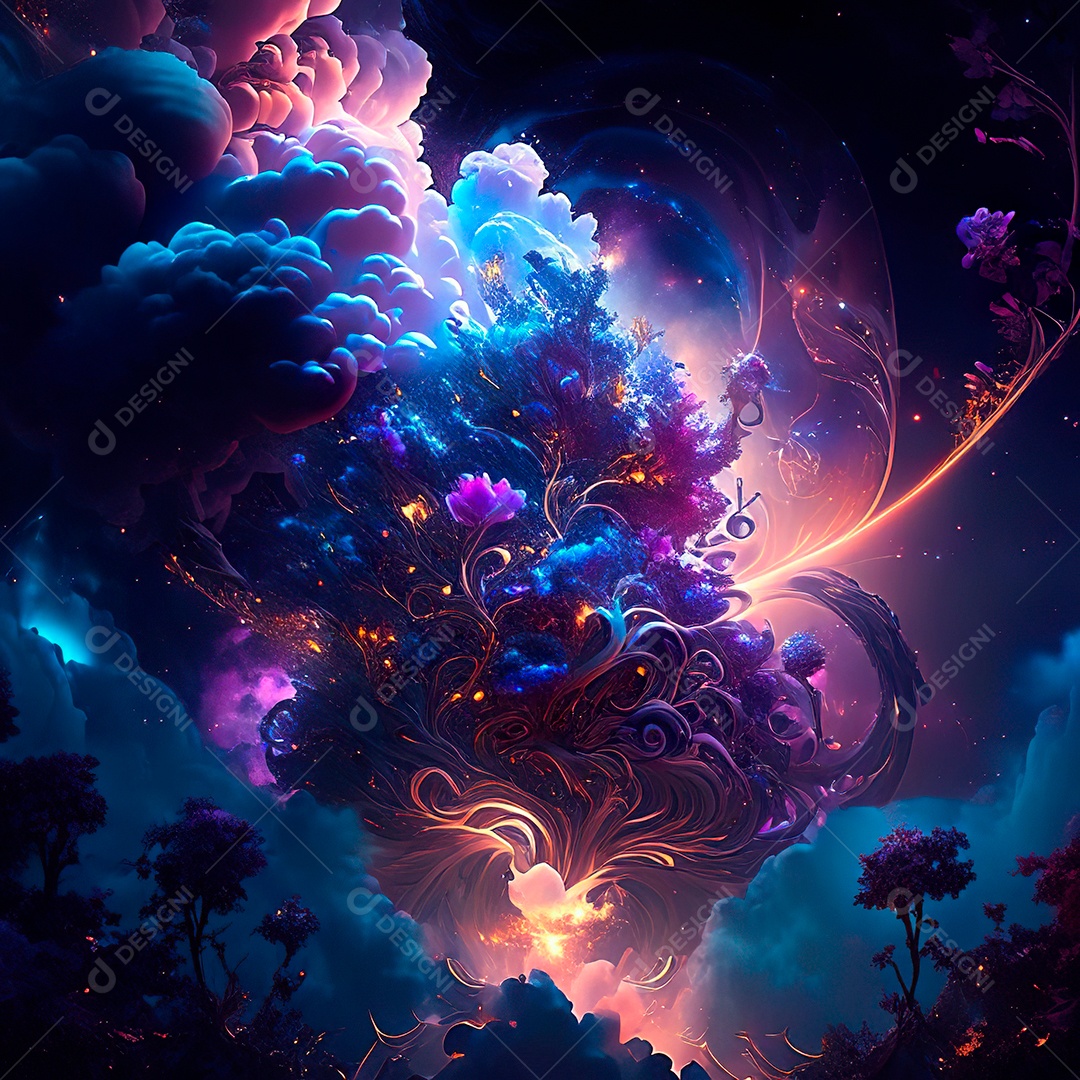 Renderização com traçado de raio e pintura digital de uma cena