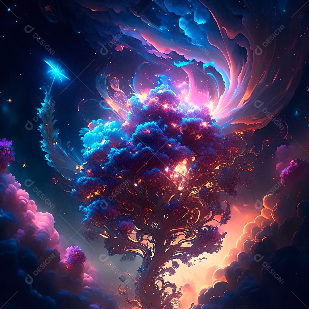 Renderização com traçado de raio e pintura digital de uma cena