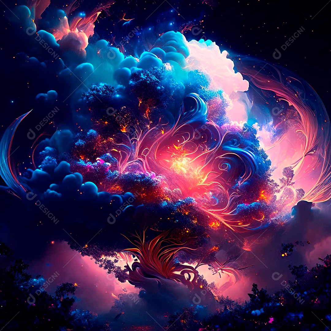 Renderização com traçado de raio e pintura digital de uma cena