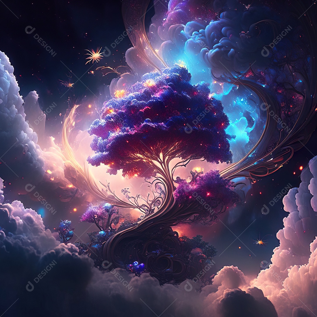 Renderização com traçado de raio e pintura digital de uma cena