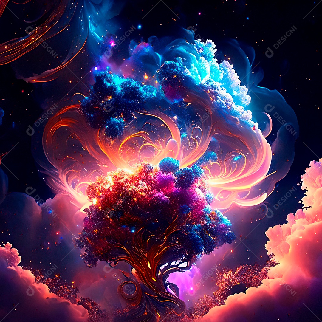 Renderização com traçado de raio e pintura digital de uma cena