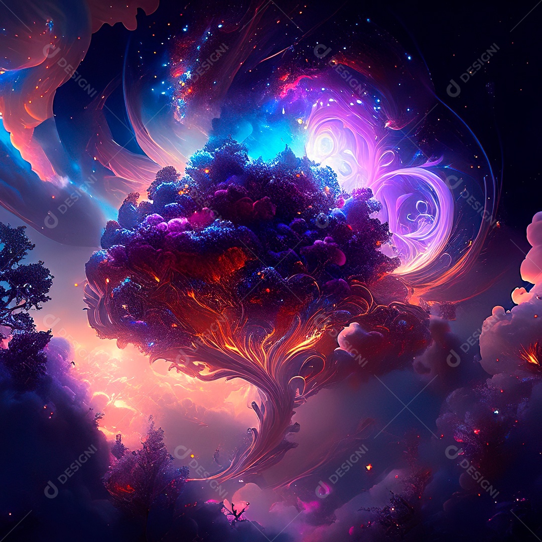 Renderização com traçado de raio e pintura digital de uma cena